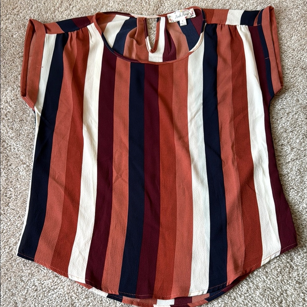 Pink Rose Loose Blouse Orange and Blue - size small